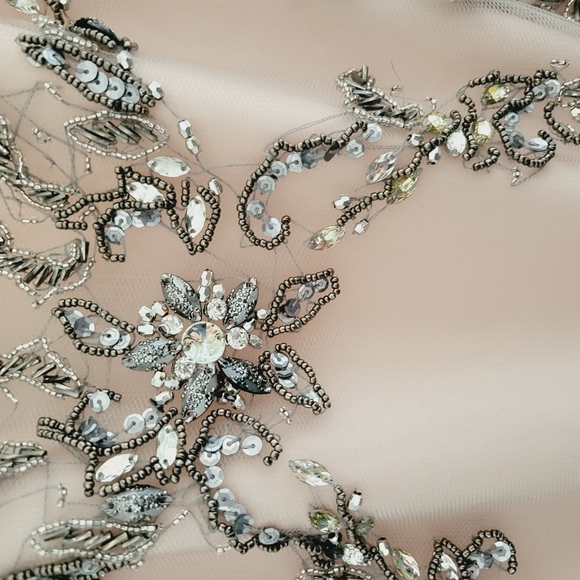 Terani Couture Cream and Gray Prom Dress with Intricate Embellishments - Picture 5 of 9